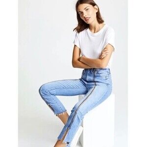 Mother Superior High Waisted Rascal Zip Leg Raw Hem Fray Jeans | Size 26